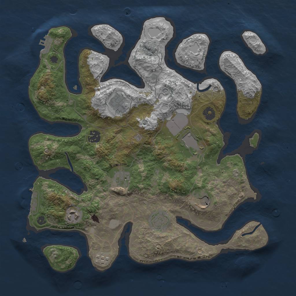 Rust Map: Procedural Map, Size: 3500, Seed: 452848756, 16 Monuments