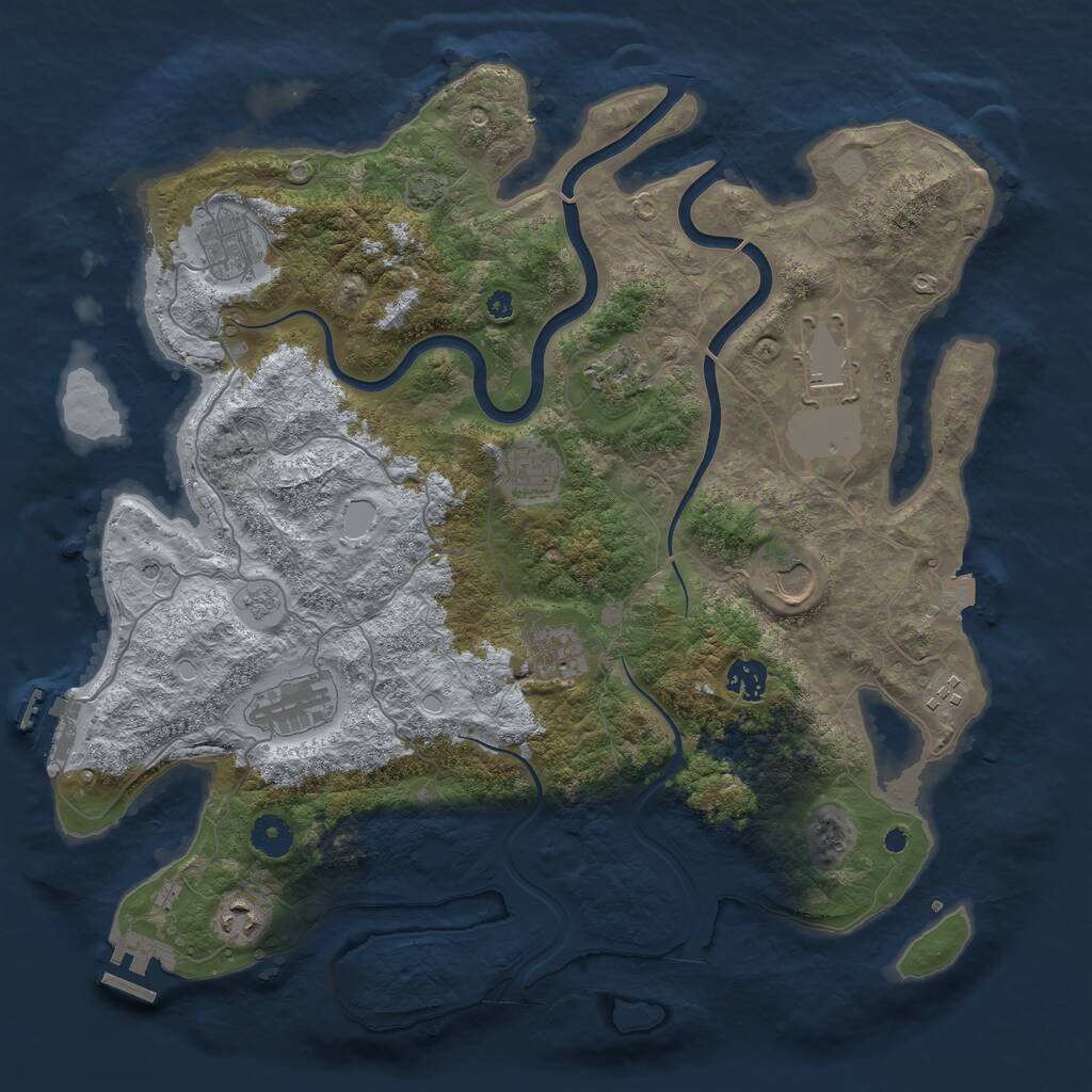 Rust Map: Procedural Map, Size: 3950, Seed: 460235425, 16 Monuments