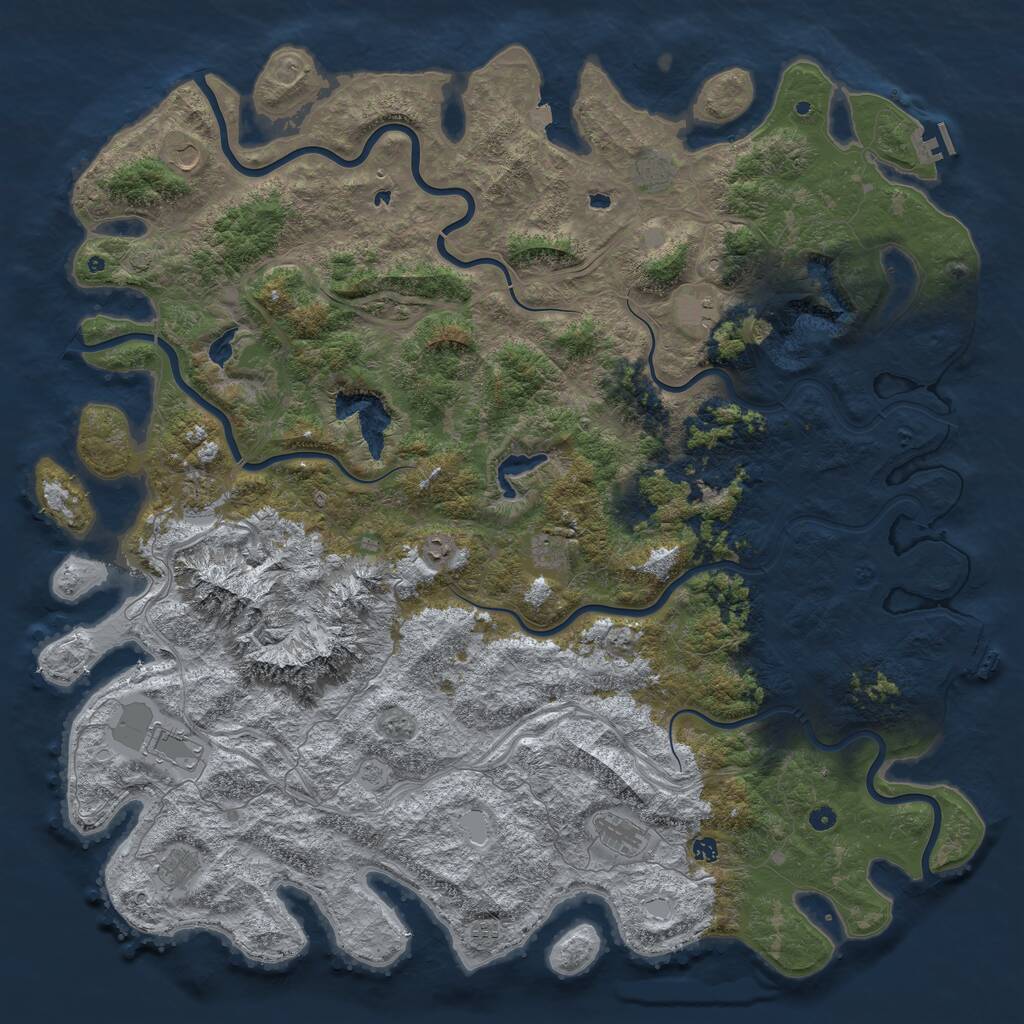 Rust Map: Procedural Map, Size: 6000, Seed: 487412365, 17 Monuments