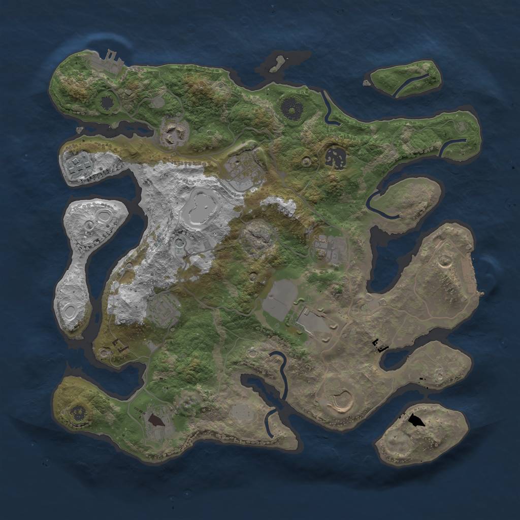Rust Map: Procedural Map, Size: 3500, Seed: 173925, 17 Monuments