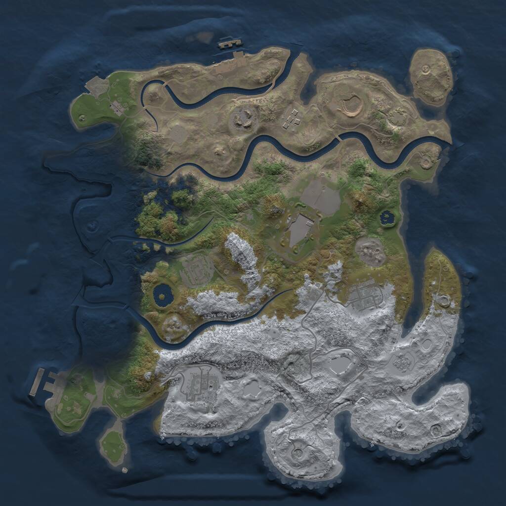 Rust Map: Procedural Map, Size: 3500, Seed: 1841106744, 13 Monuments