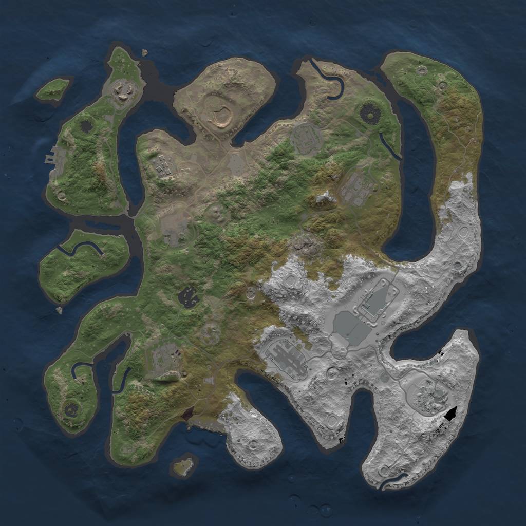 Rust Map: Procedural Map, Size: 3800, Seed: 346364464, 19 Monuments