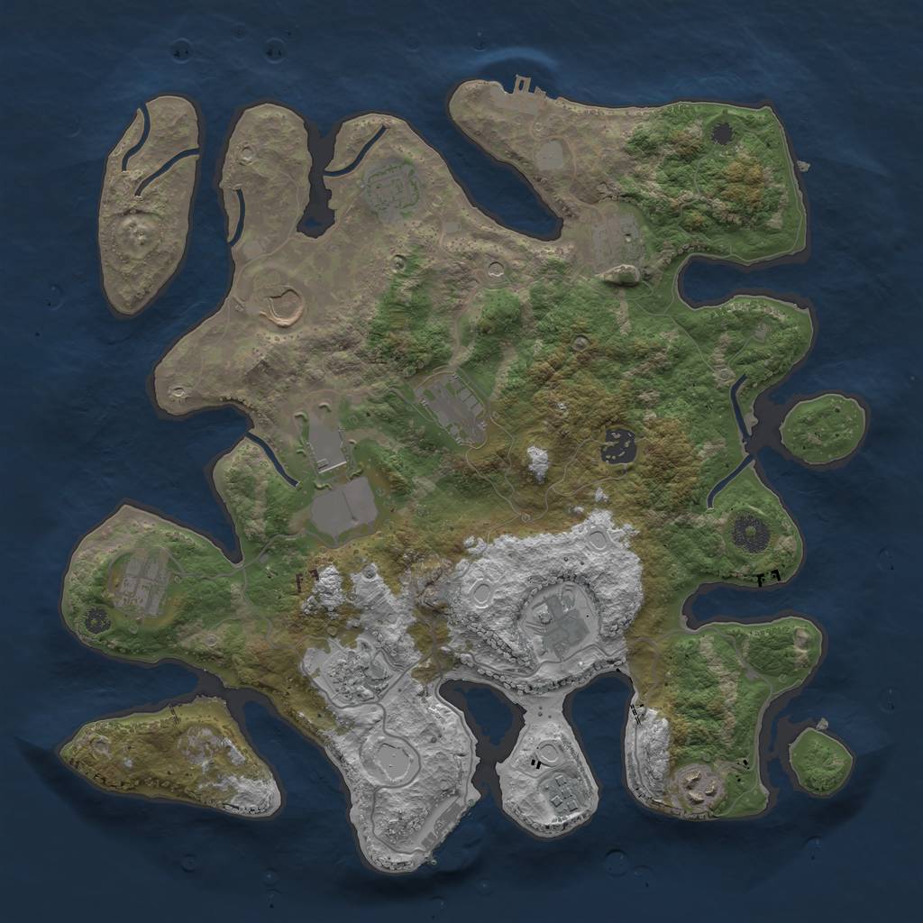 Rust Map: Procedural Map, Size: 3700, Seed: 1919471536, 19 Monuments