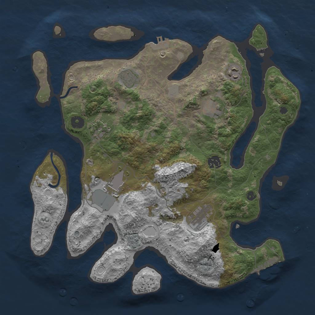 Rust Map: Procedural Map, Size: 3600, Seed: 25660305, 16 Monuments