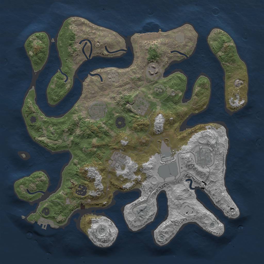 Rust Map: Procedural Map, Size: 3500, Seed: 175668421, 16 Monuments