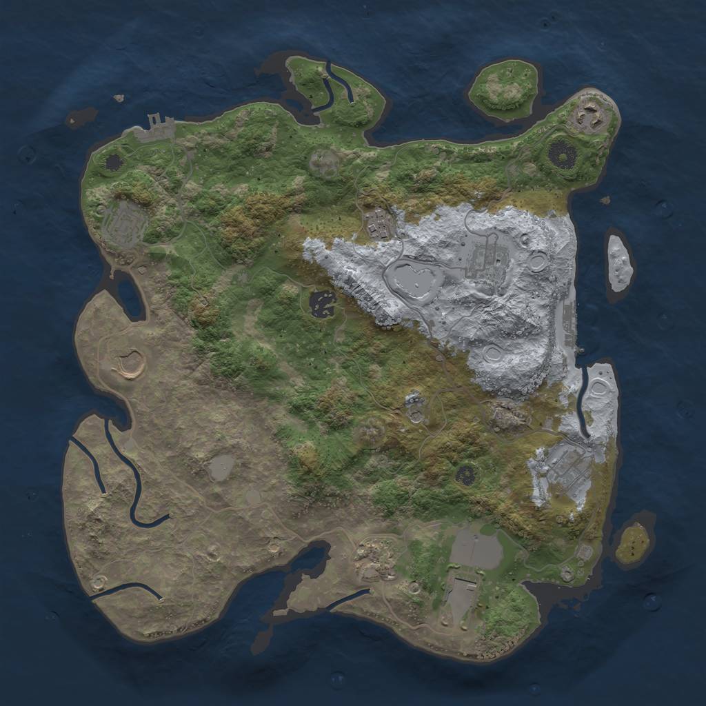 Rust Map: Procedural Map, Size: 3700, Seed: 2034444171, 15 Monuments