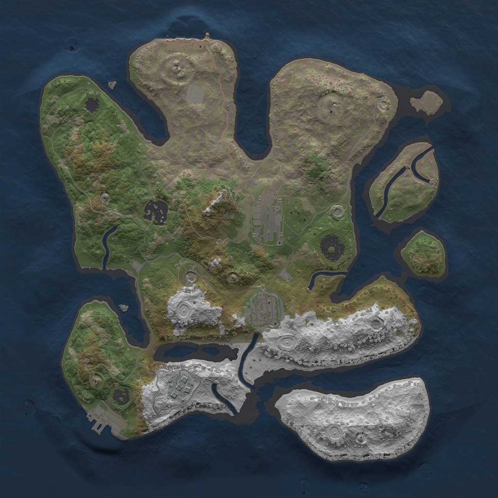 Rust Map: Procedural Map, Size: 3000, Seed: 72532, 12 Monuments
