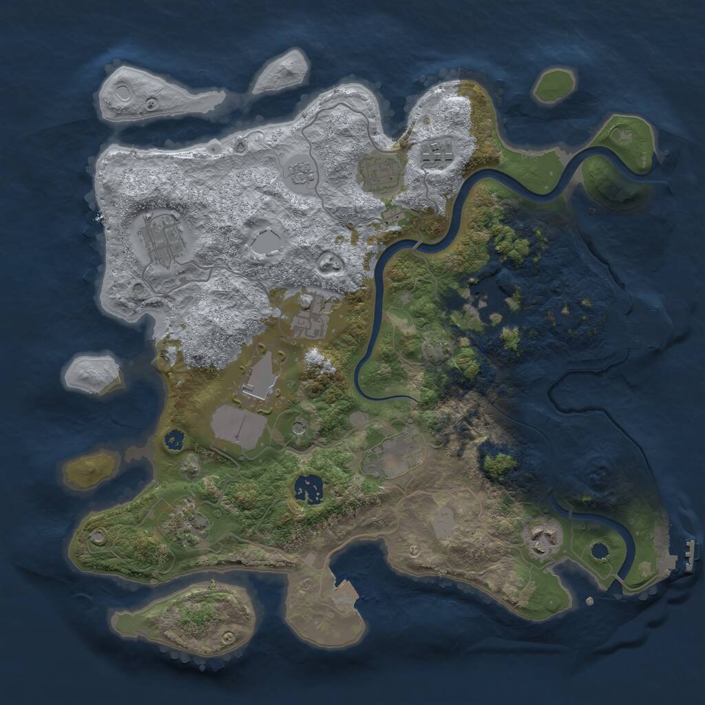 Rust Map: Procedural Map, Size: 3500, Seed: 187920096, 16 Monuments