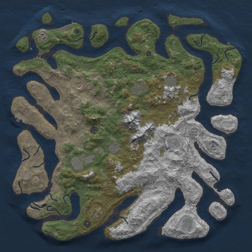 Rust Map: Procedural Map, Size: 5000, Seed: 1070648787, 19 Monuments