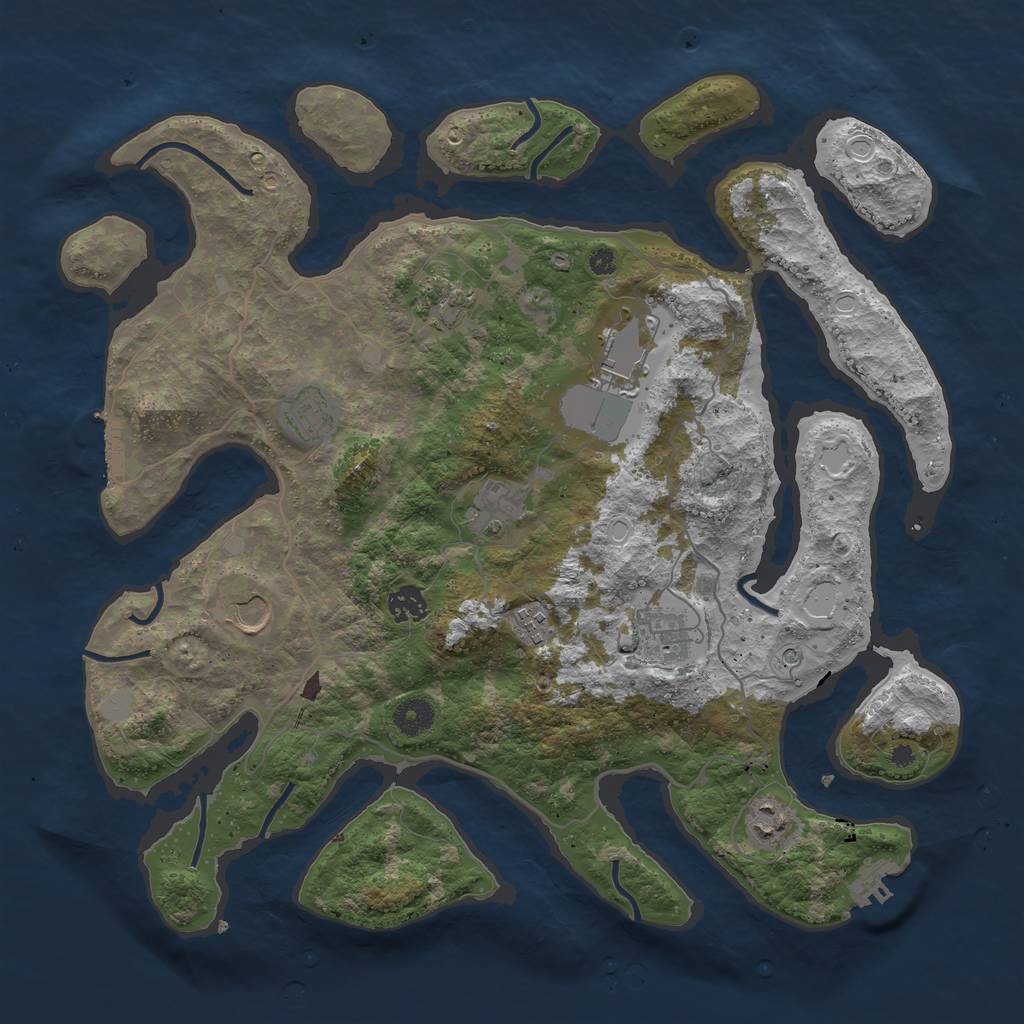 Rust Map: Procedural Map, Size: 4000, Seed: 456000436, 17 Monuments