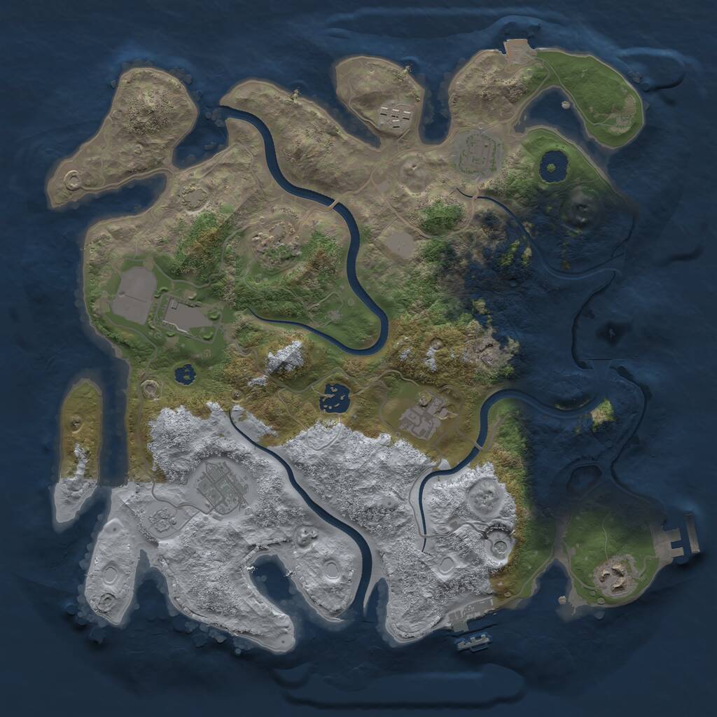 Rust Map: Procedural Map, Size: 3500, Seed: 2097987450, 14 Monuments