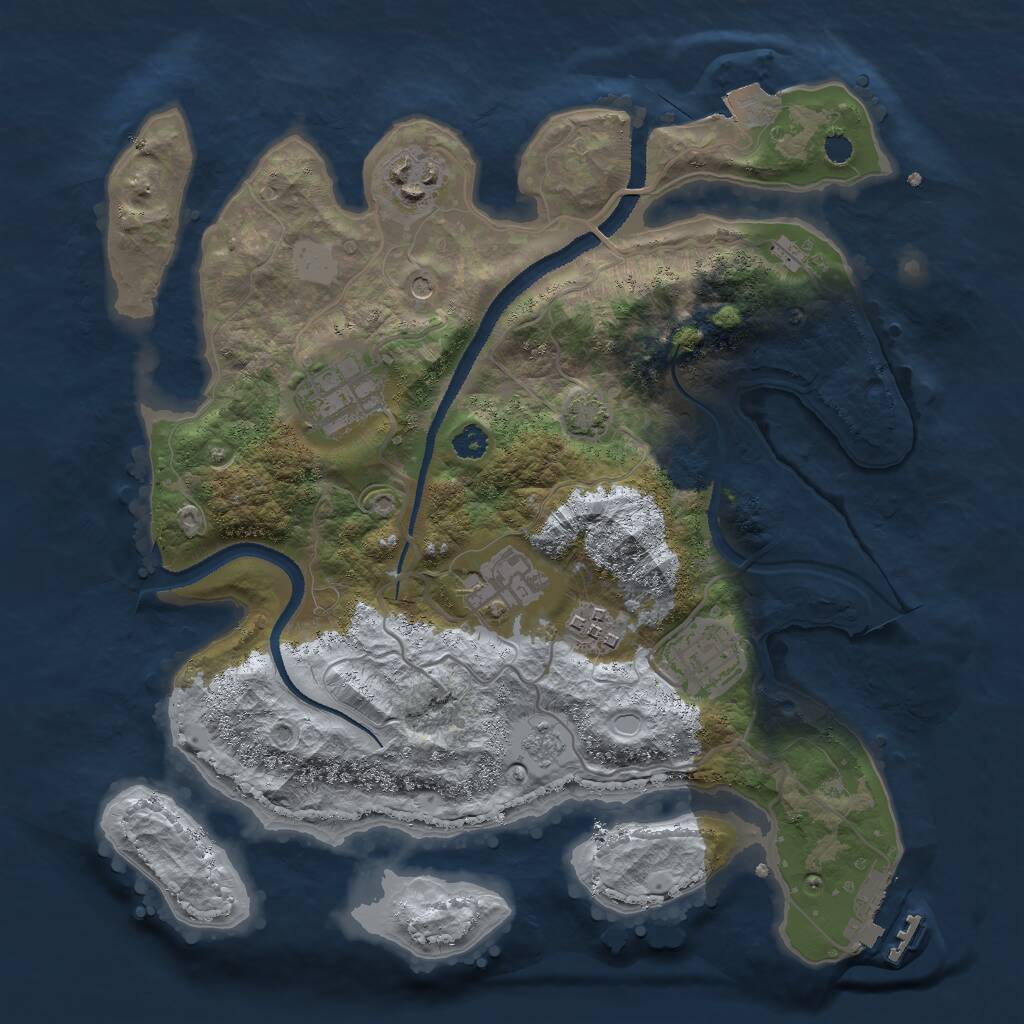 Rust Map: Procedural Map, Size: 3000, Seed: 354829, 10 Monuments
