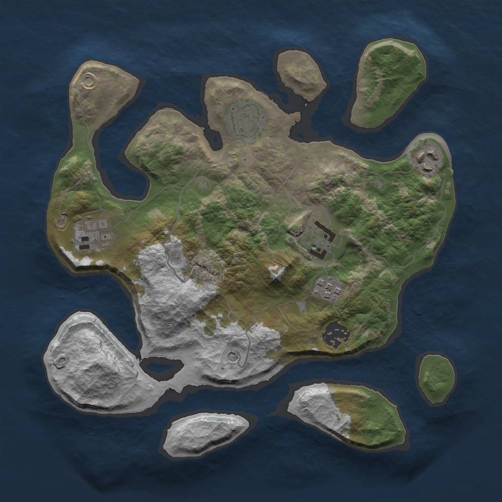 Rust Map: Barren, Size: 3000, Seed: 165663773, 9 Monuments