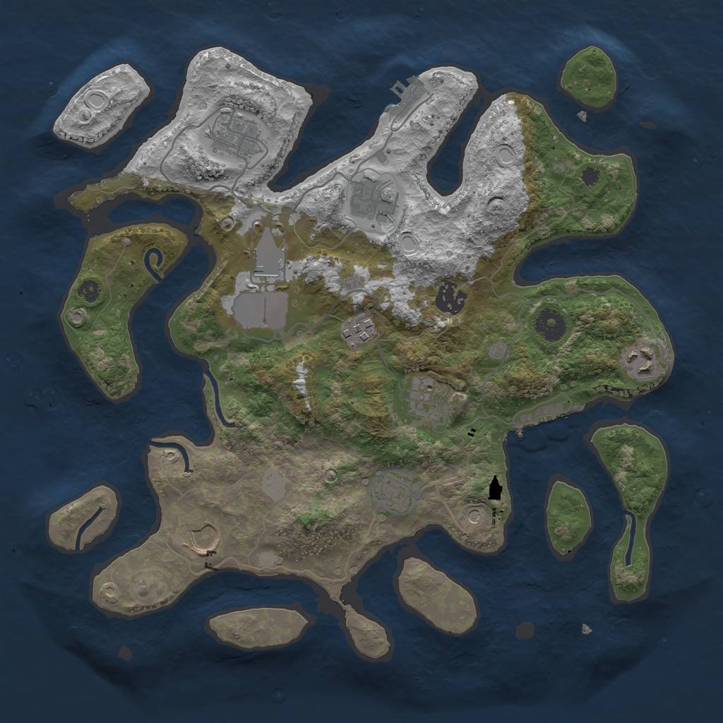 Rust Map: Procedural Map, Size: 3500, Seed: 16673, 17 Monuments