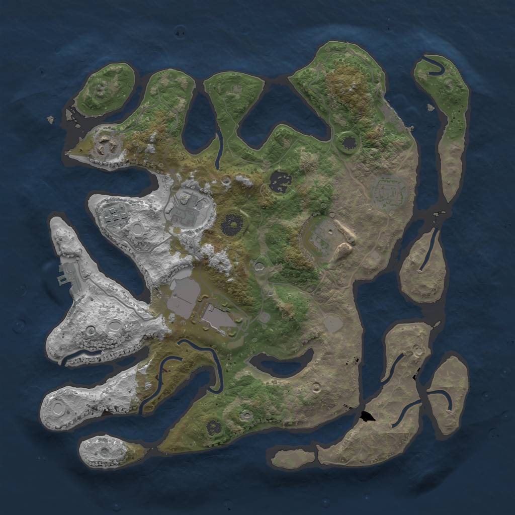 Rust Map: Procedural Map, Size: 3500, Seed: 74628453, 15 Monuments