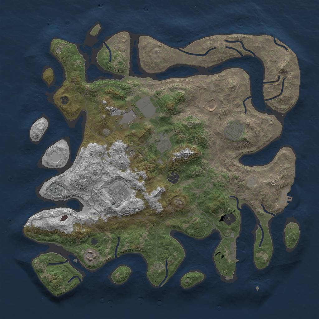 Rust Map: Procedural Map, Size: 4050, Seed: 1627503338, 16 Monuments