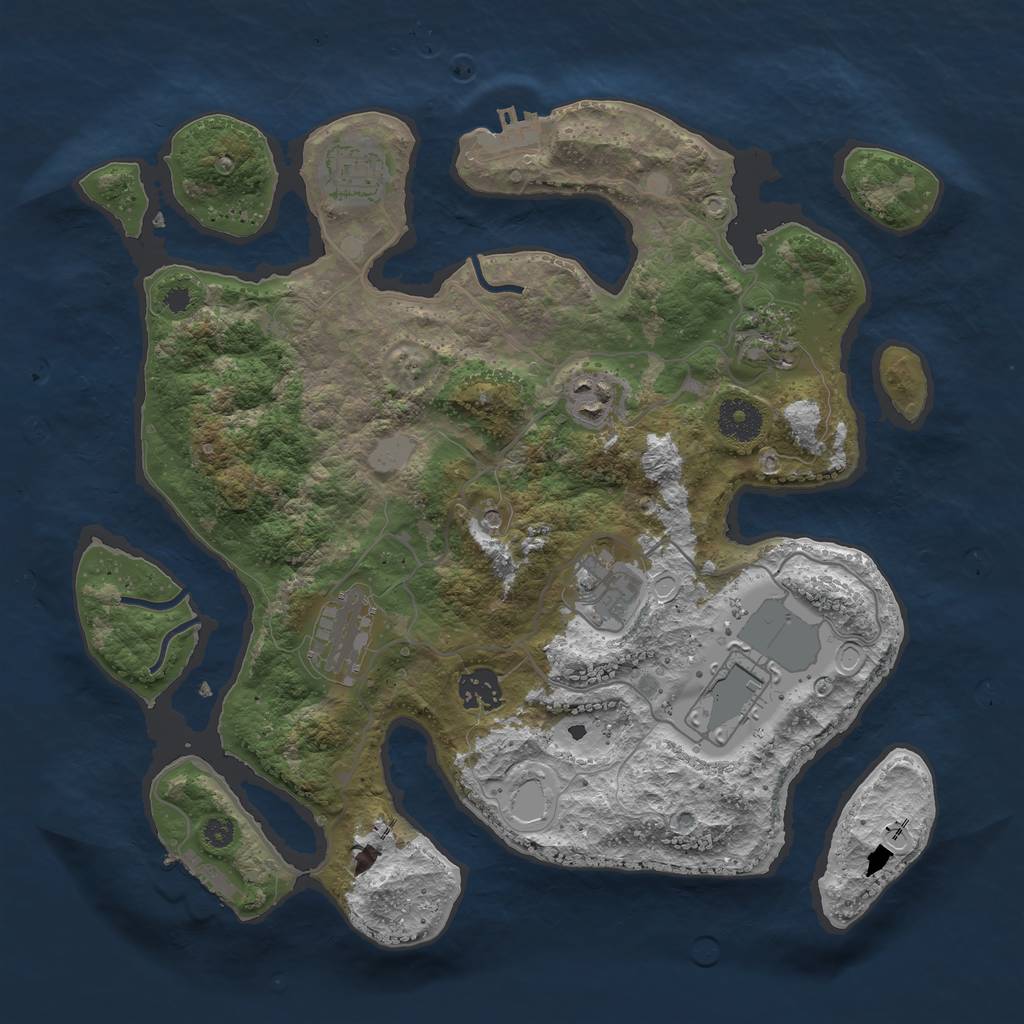 Rust Map: Procedural Map, Size: 3500, Seed: 259648, 15 Monuments