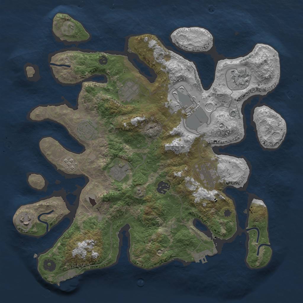 Rust Map: Procedural Map, Size: 3600, Seed: 56456322, 16 Monuments