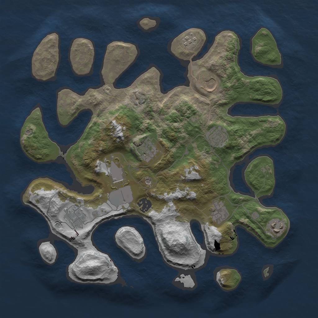 Rust Map: Barren, Size: 3500, Seed: 65026955, 12 Monuments