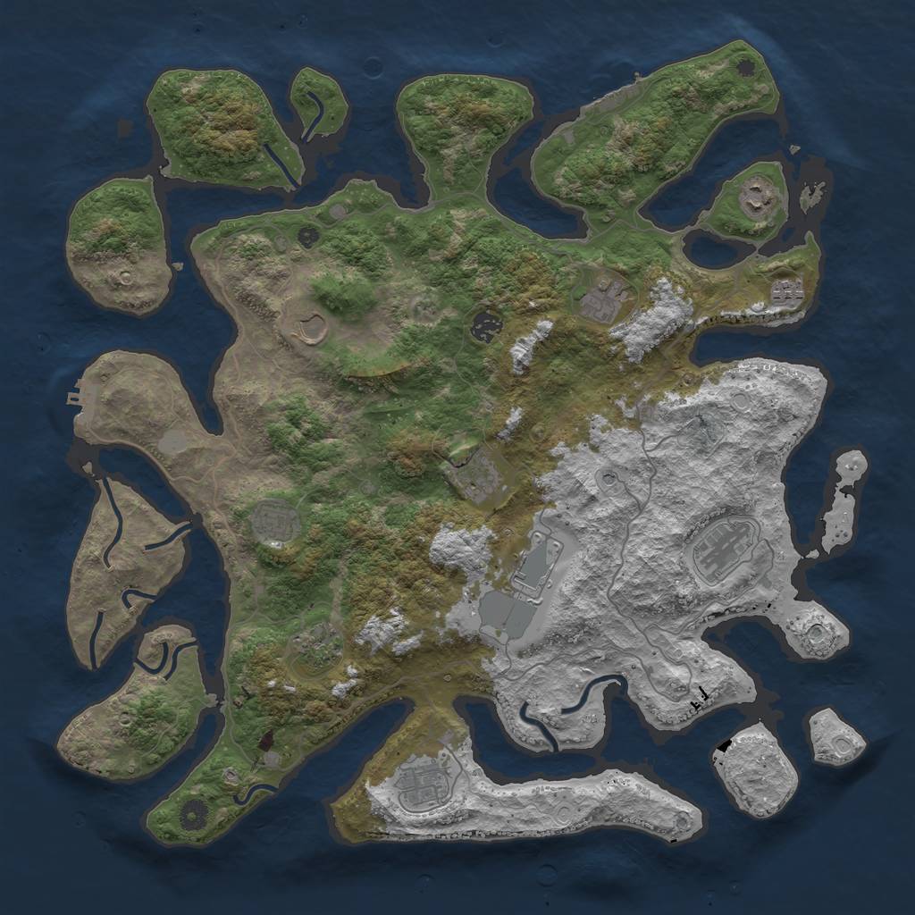 Rust Map: Procedural Map, Size: 4500, Seed: 1896890250, 19 Monuments