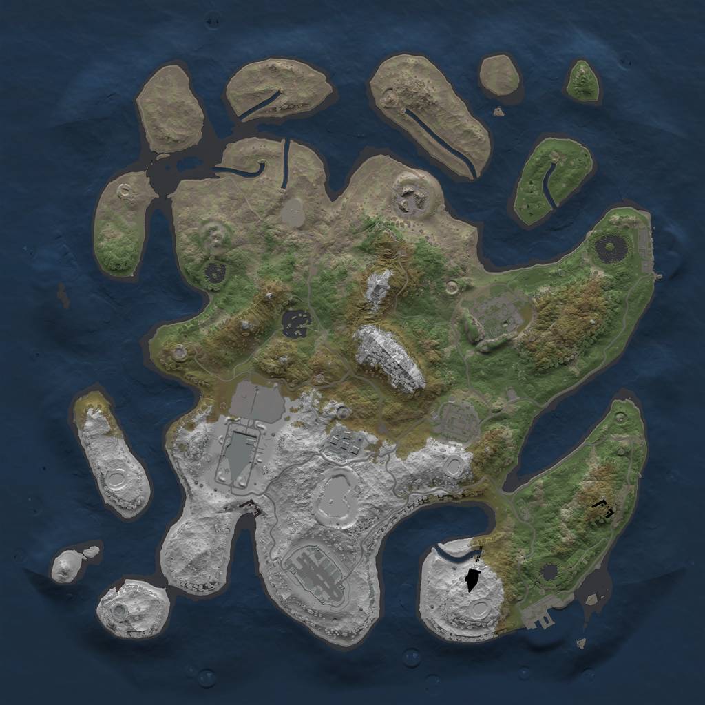 Rust Map: Procedural Map, Size: 3500, Seed: 410023277, 14 Monuments