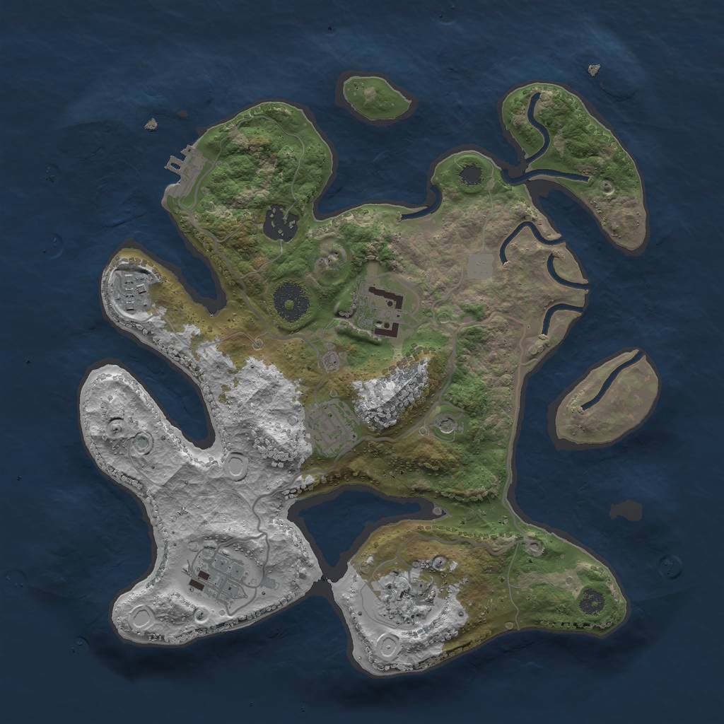 Rust Map: Procedural Map, Size: 3000, Seed: 1661, 13 Monuments
