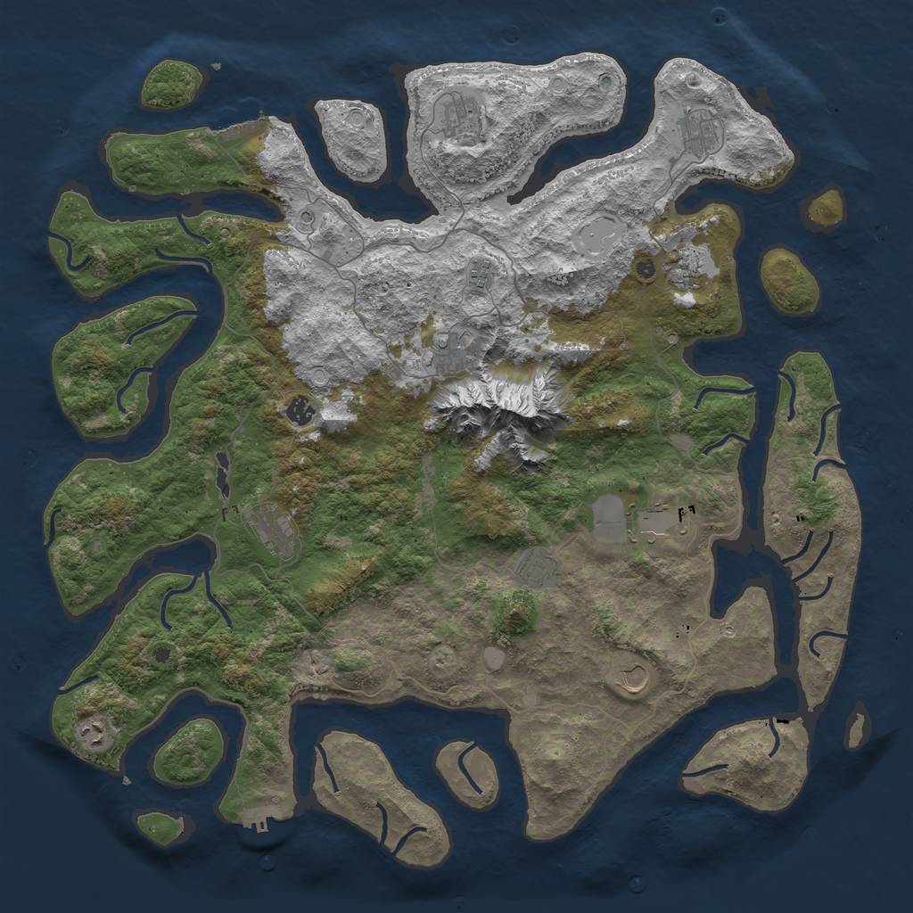 Rust Map: Procedural Map, Size: 5000, Seed: 228228, 19 Monuments