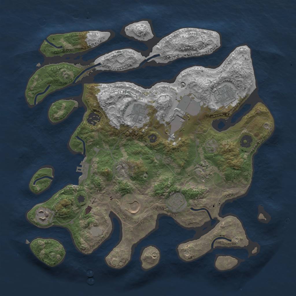 Rust Map: Procedural Map, Size: 3500, Seed: 895578565, 14 Monuments