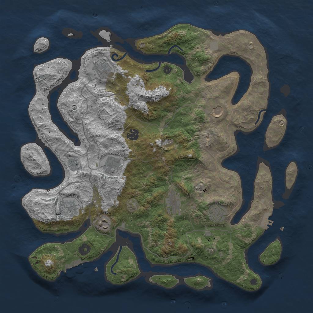Rust Map: Procedural Map, Size: 4000, Seed: 1848262989, 17 Monuments