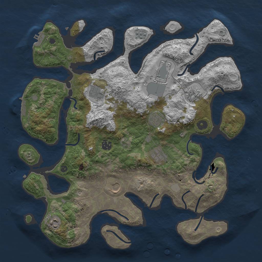 Rust Map: Procedural Map, Size: 3850, Seed: 1431598309, 17 Monuments