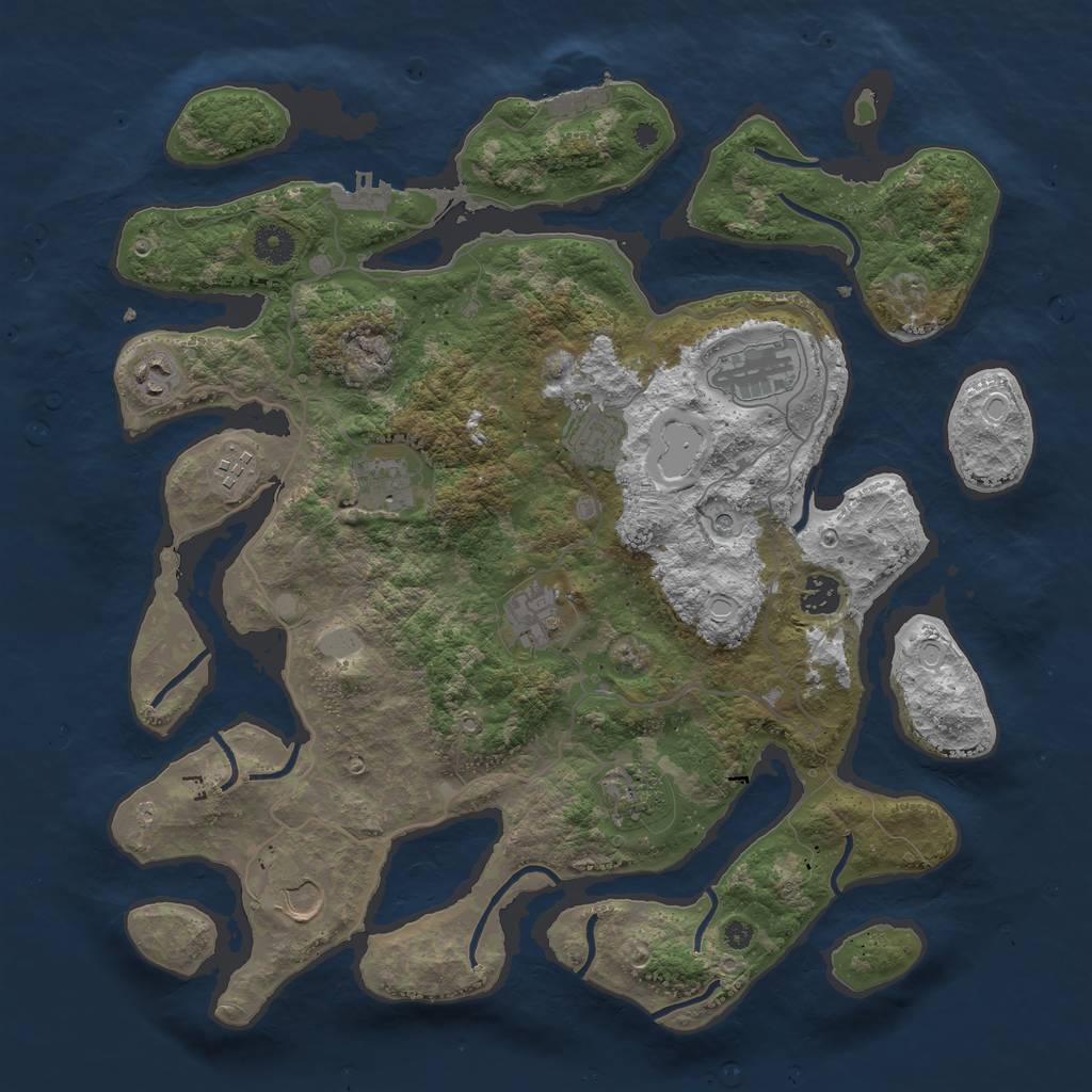 Rust Map: Procedural Map, Size: 4000, Seed: 1308954815, 17 Monuments