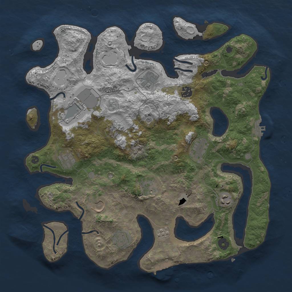 Rust Map: Procedural Map, Size: 3850, Seed: 1313057683, 19 Monuments