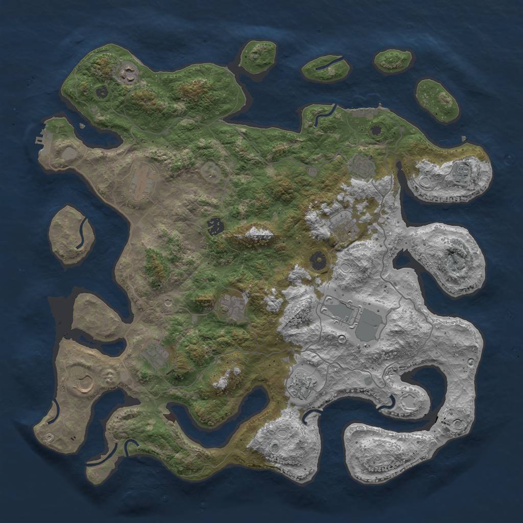 Rust Map: Procedural Map, Size: 4500, Seed: 157473159, 19 Monuments