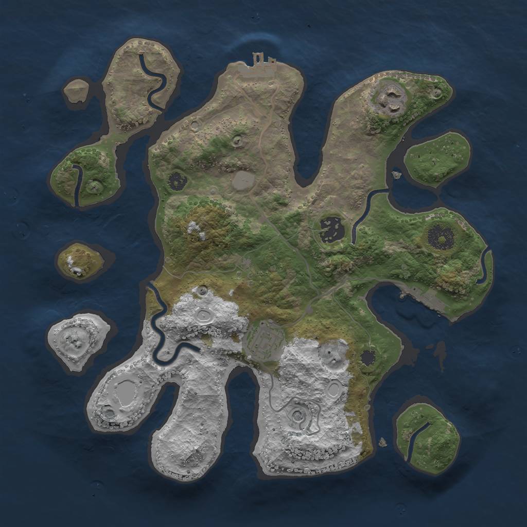 Rust Map: Procedural Map, Size: 3000, Seed: 32342, 11 Monuments