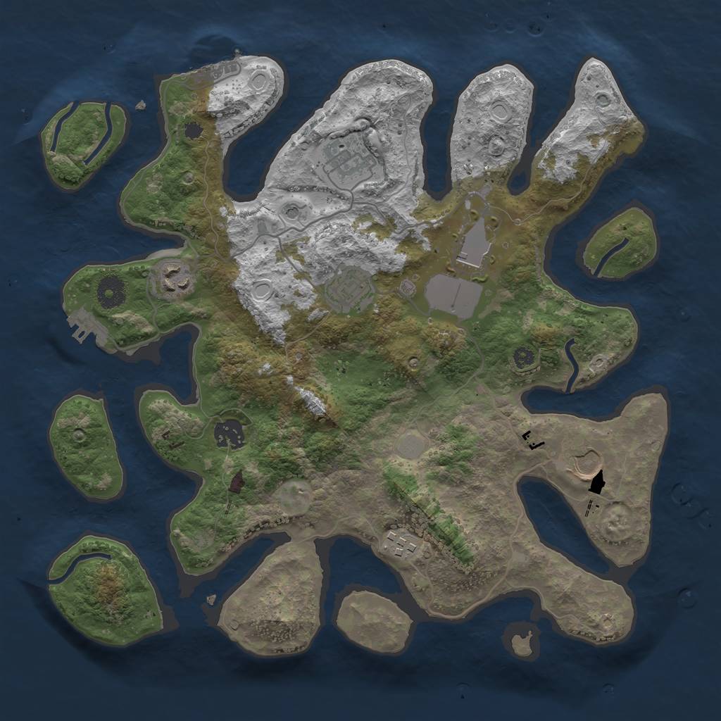 Rust Map: Procedural Map, Size: 3500, Seed: 1278219205, 15 Monuments