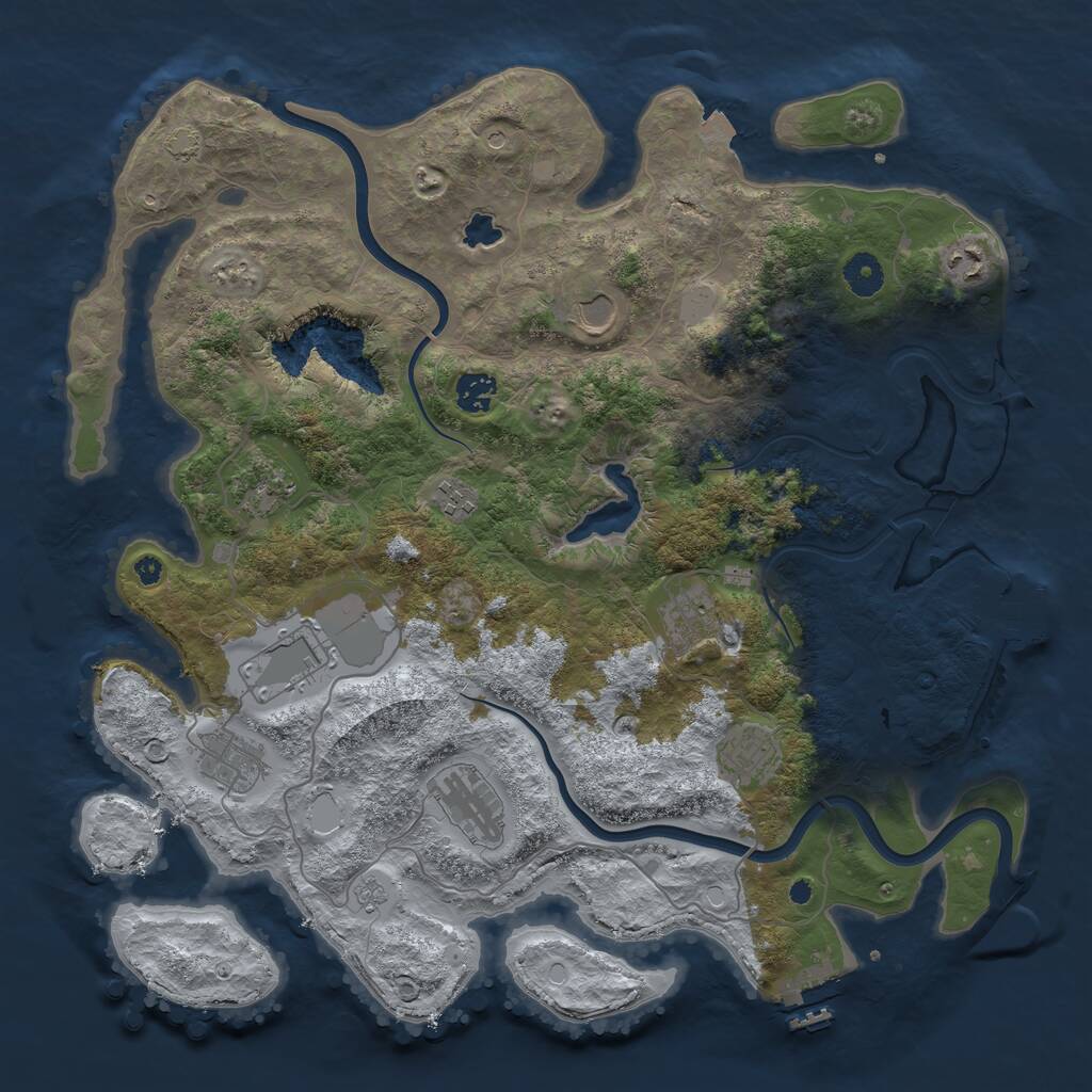 Rust Map: Procedural Map, Size: 4000, Seed: 1871212495, 16 Monuments