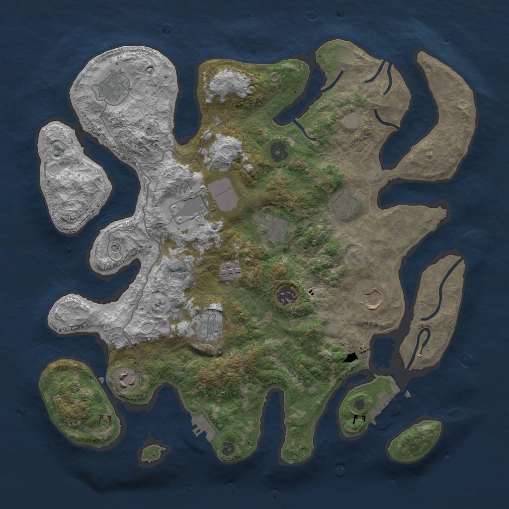 Rust Map: Procedural Map, Size: 4000, Seed: 1969474896, 17 Monuments