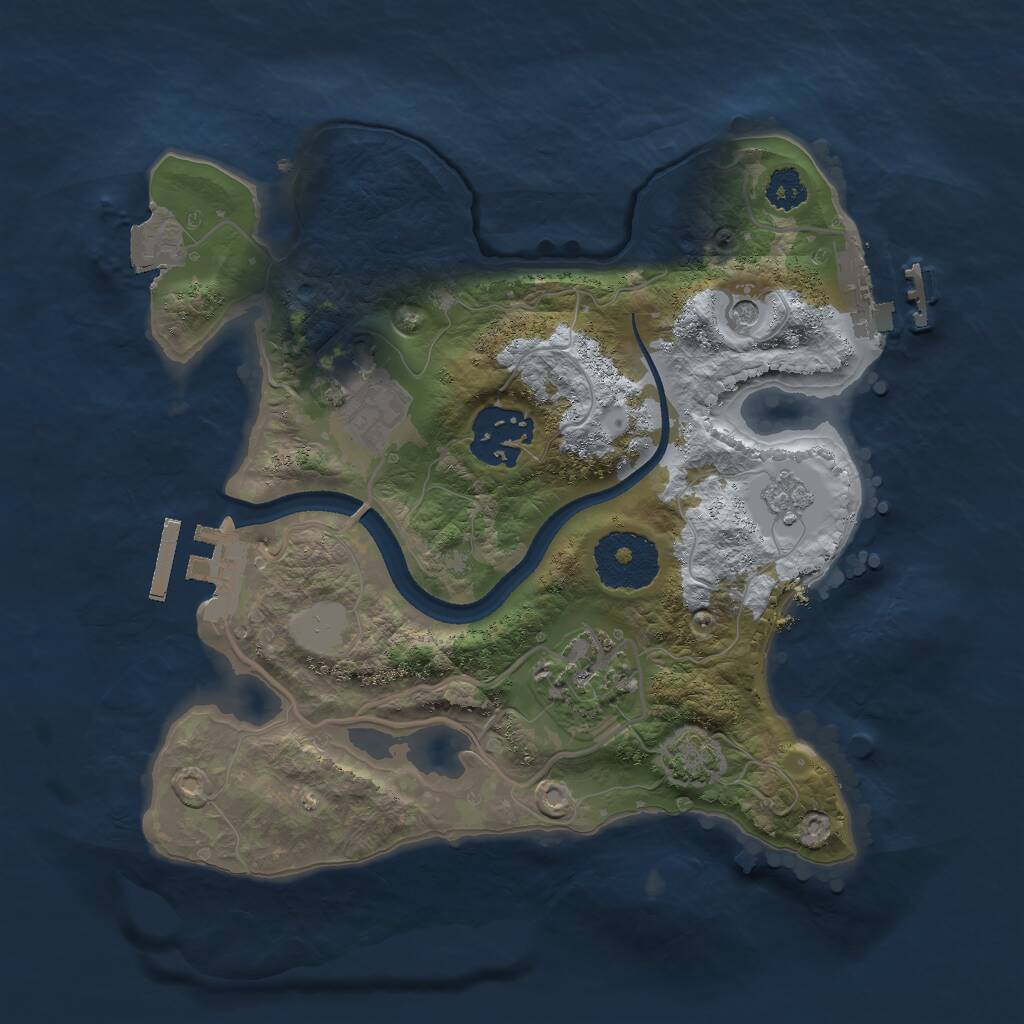 Rust Map: Procedural Map, Size: 2500, Seed: 7677717, 9 Monuments