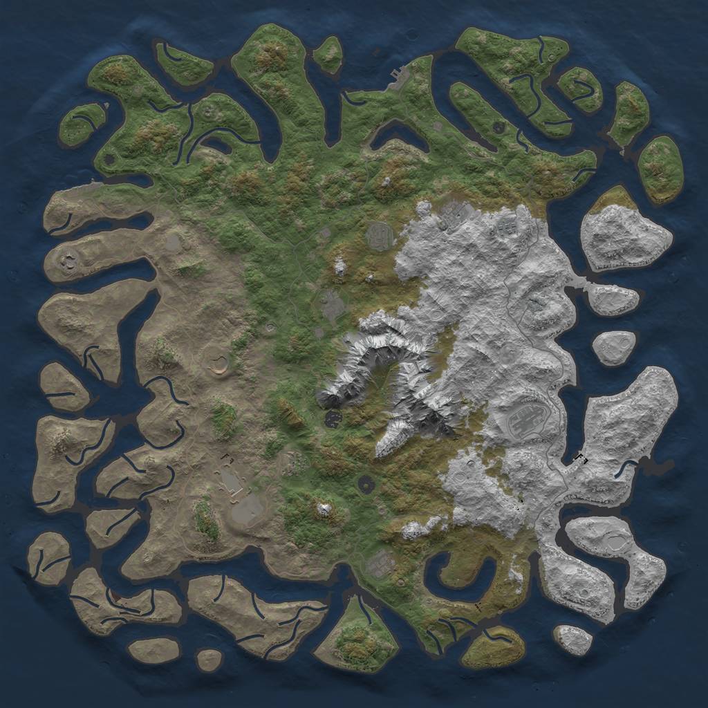 Rust Map: Procedural Map, Size: 6000, Seed: 1423118313, 19 Monuments