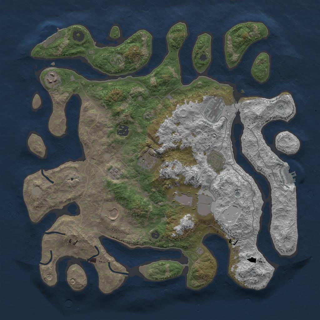 Rust Map: Procedural Map, Size: 4100, Seed: 7651123, 16 Monuments