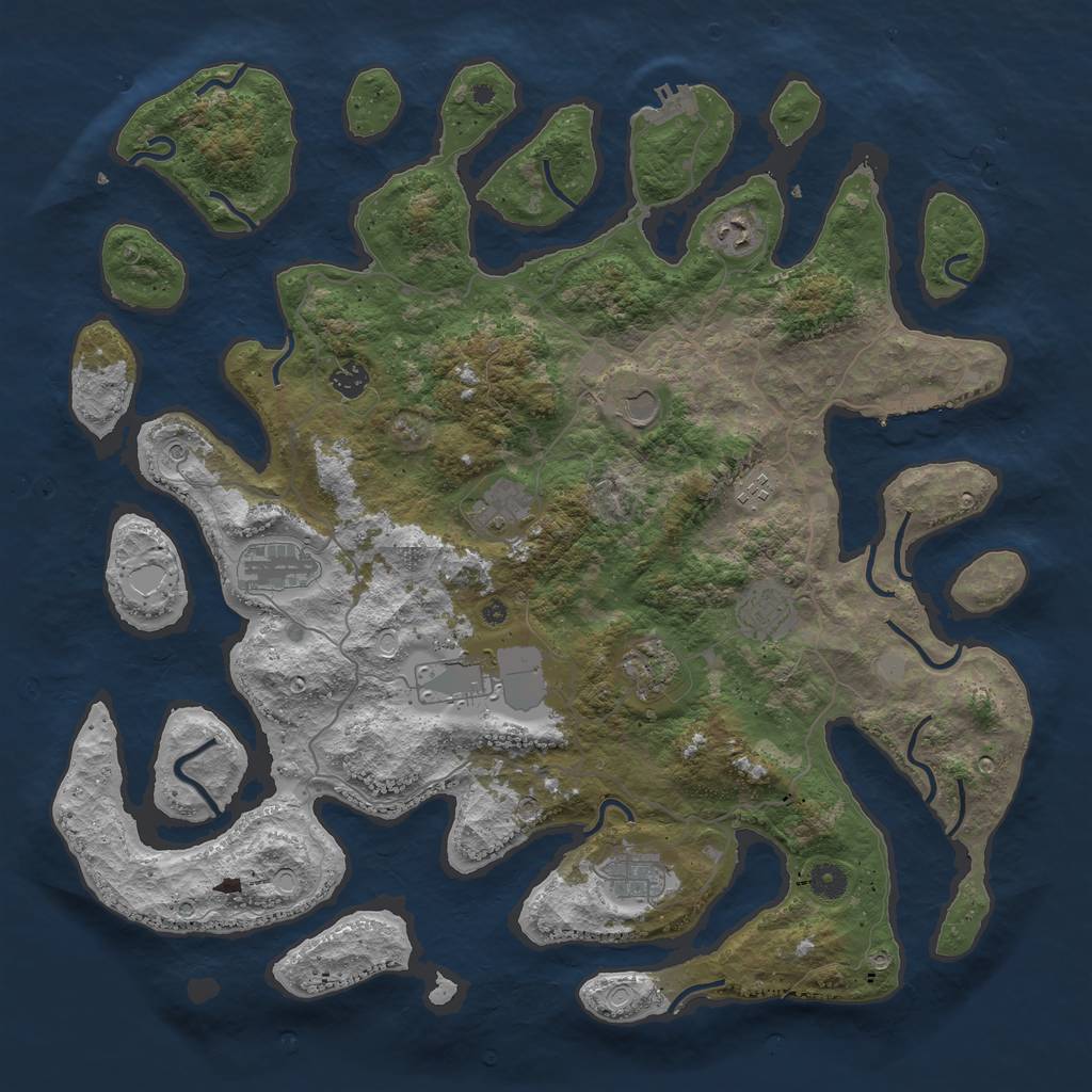 Rust Map: Procedural Map, Size: 4500, Seed: 1568, 18 Monuments