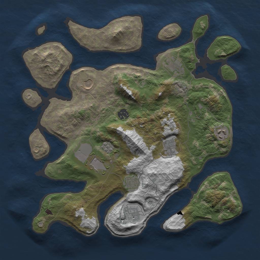 Rust Map: Barren, Size: 3700, Seed: 810968093, 12 Monuments