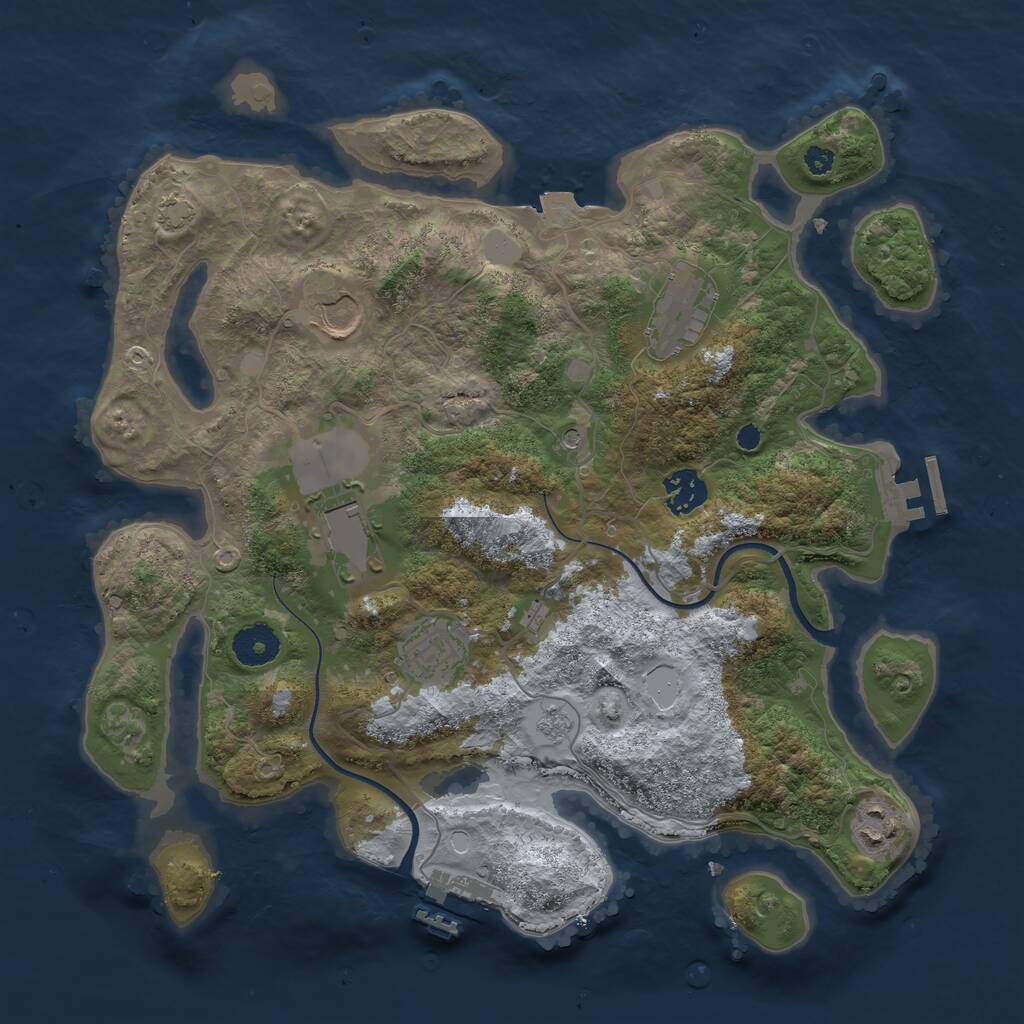 Rust Map: Procedural Map, Size: 3500, Seed: 873, 12 Monuments