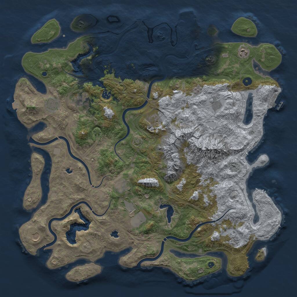 Rust Map: Procedural Map, Size: 5000, Seed: 827123, 17 Monuments