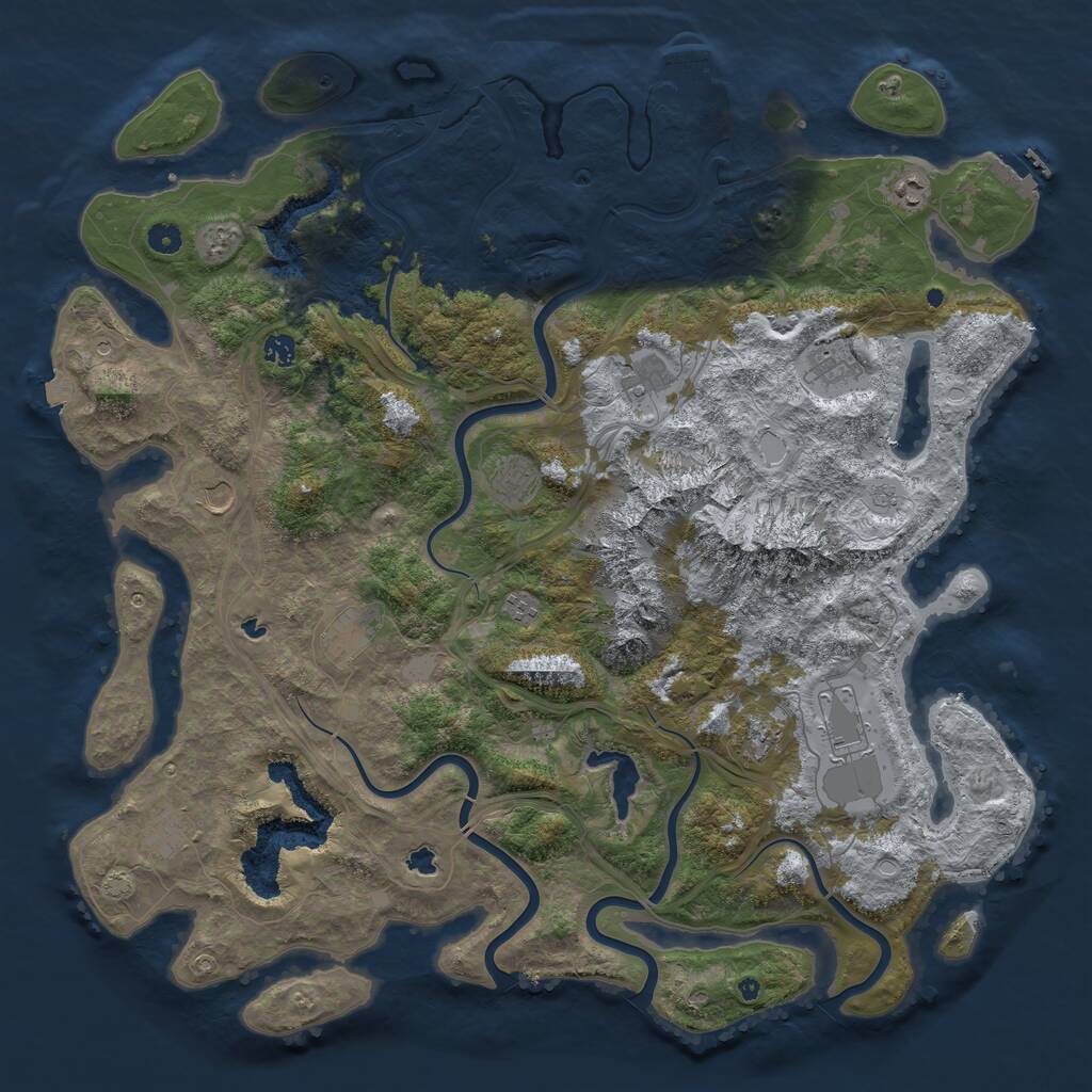 Rust Map: Procedural Map, Size: 5000, Seed: 827123, 17 Monuments