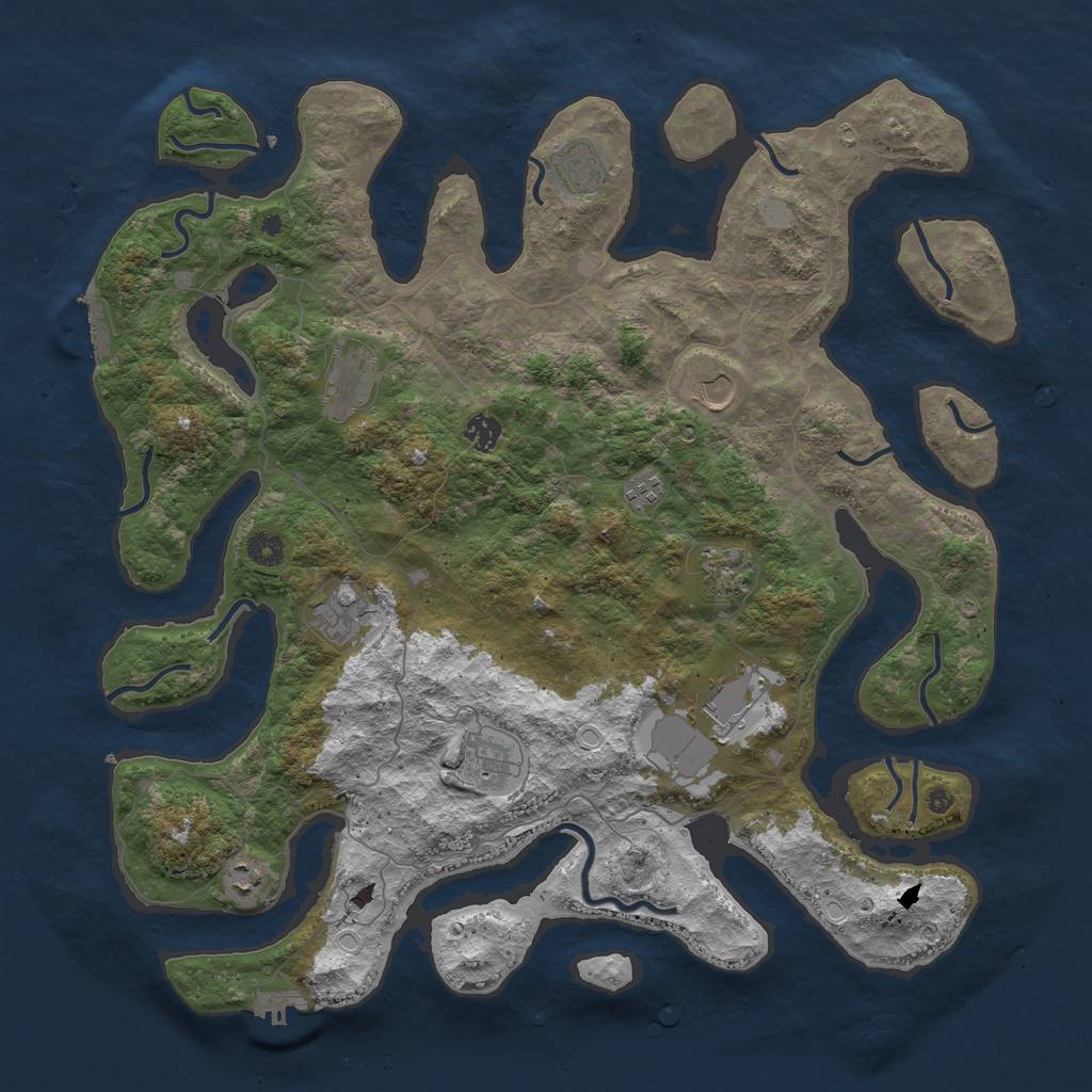 Rust Map: Procedural Map, Size: 4500, Seed: 260787520, 18 Monuments