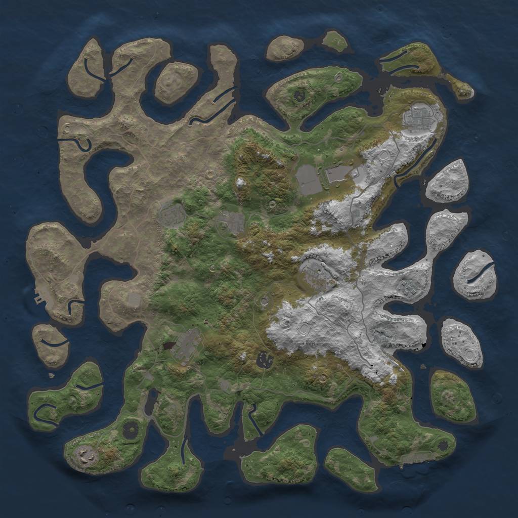 Rust Map: Procedural Map, Size: 4500, Seed: 83163825, 17 Monuments