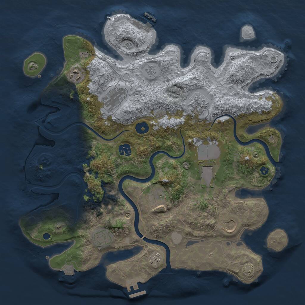 Rust Map: Procedural Map, Size: 3600, Seed: 1083621715, 15 Monuments