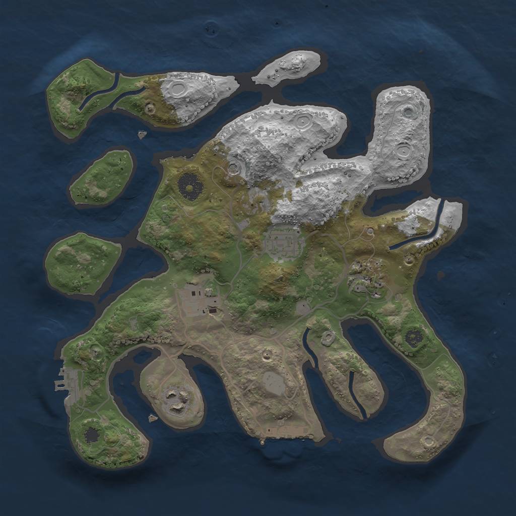 Rust Map: Procedural Map, Size: 3000, Seed: 221154, 12 Monuments