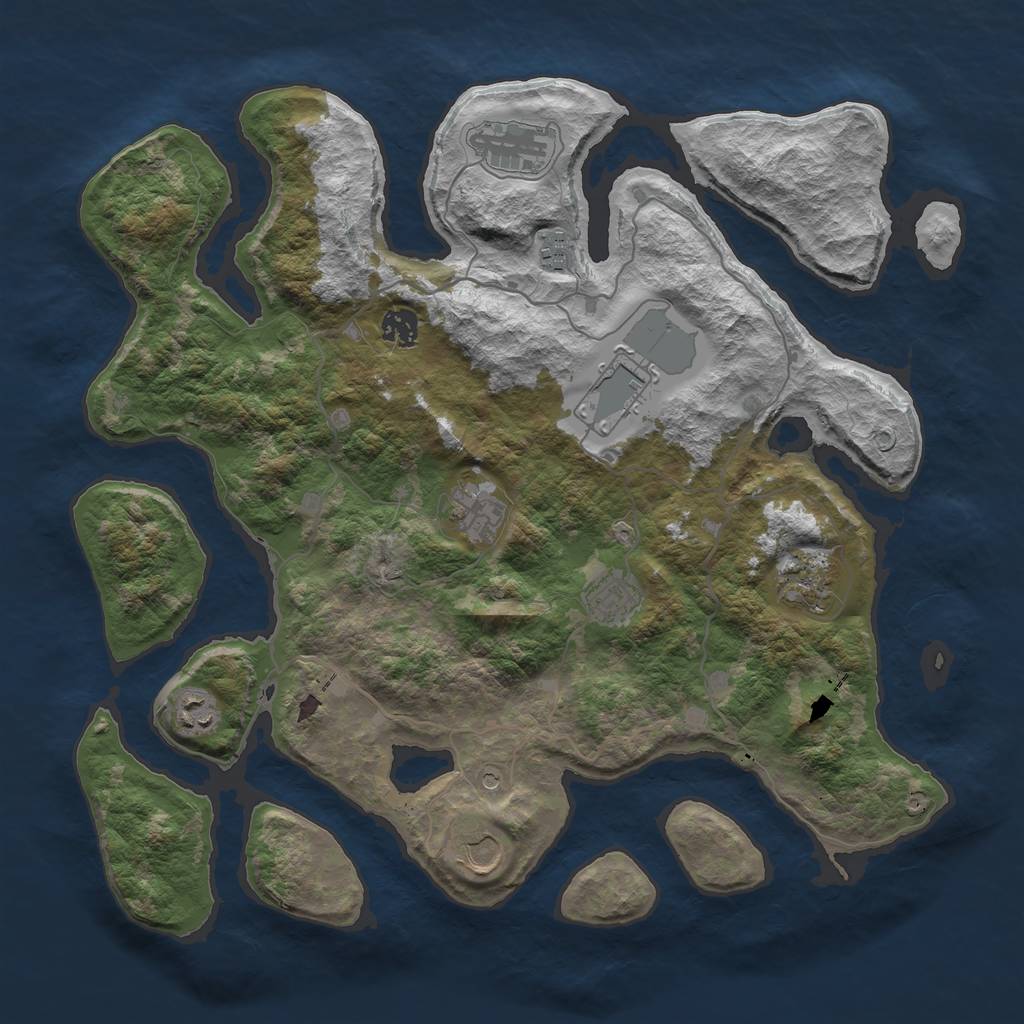 Rust Map: Barren, Size: 4000, Seed: 1394971824, 12 Monuments